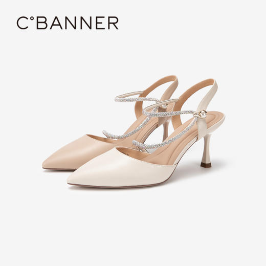 【静音系列】千百度尖头高跟鞋夏季包头凉鞋女A24257794 商品图1