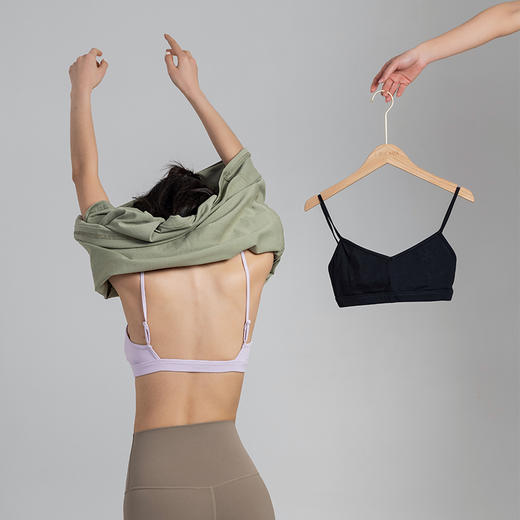 【裸感】法式细肩带一字背肩带可调运动内衣女健身瑜伽文胸bra 商品图1