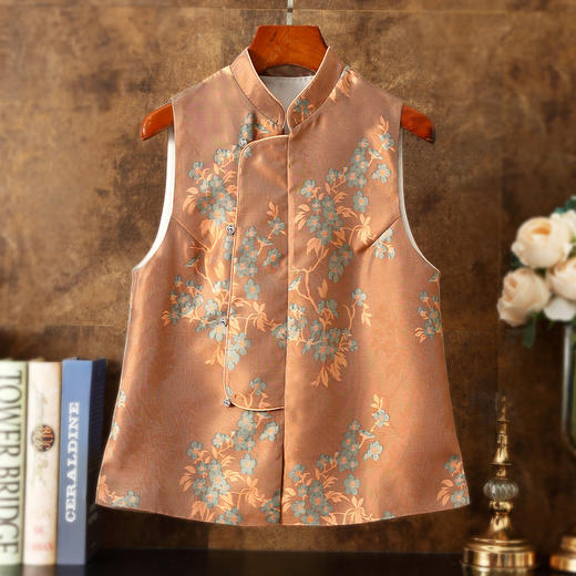 春夏大码修身小立领织锦提花防风背心马甲ZSM230339 商品图0