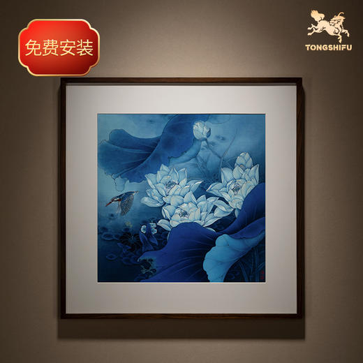 铜师傅 手工錾刻 铜雕画《白荷蓝翠》 商品图1