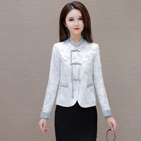 QYM-JBYA02春款短款新中式国风时尚外套立领长袖修身优雅气质外搭上衣