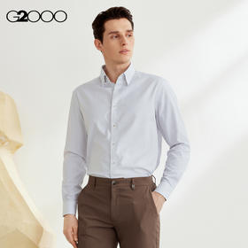 G2000男装SS24商场新款棉质舒适【免烫弹性】防皱条纹长袖衬衫41121392
