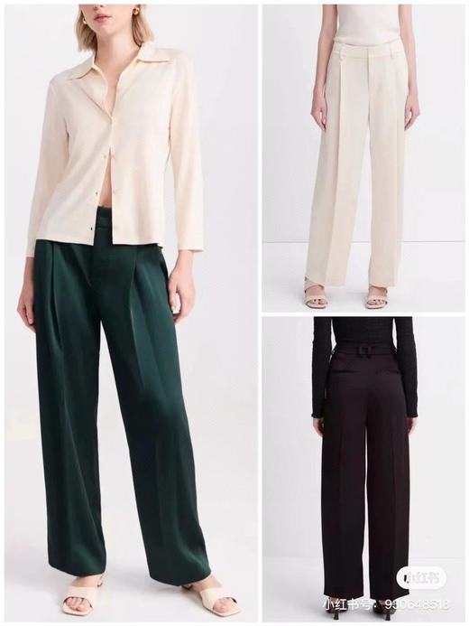 Vin/ce元单醋酸西裤。绿色 白色 黑色。 商品图3