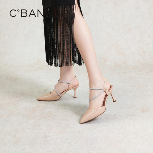 【静音系列】千百度尖头高跟鞋夏季包头凉鞋女A24257794 商品图0