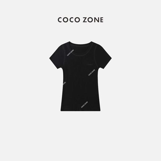 COCO ZONE 圆领针织打底衫上衣舒适贴身通勤风短袖T恤  23C18587 商品图0