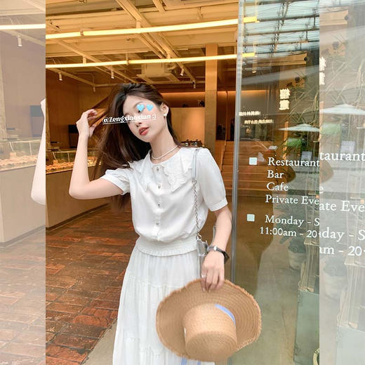 <曾小咸推荐>【海岛日记】白色泡泡袖衬衫+半裙 商品图2