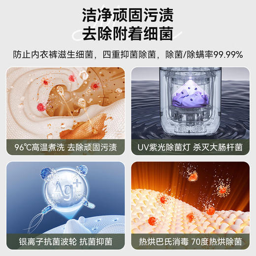 大宇（DAEWOO）内衣洗衣机 迷你台式内裤全自动洗衣机家用洗烘脱一体小型洗袜子神器婴儿宝宝懒人波轮清洗器FM02 【全自动洗烘脱一体+高温煮洗+UV杀菌】 商品图2