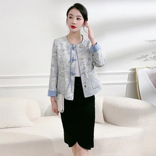 短款印花新中式国风，时尚小香风外套洋气上衣QYM-XQD-11A2433-L 商品图1