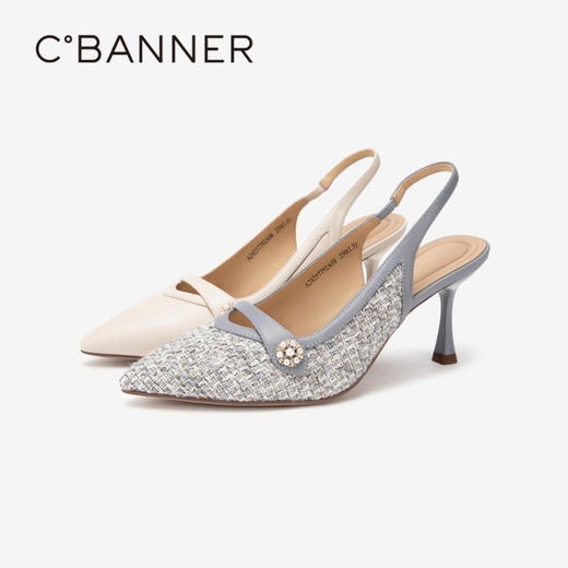 【静音系列】千百度小香风尖头高跟鞋夏季凉鞋A24257792 商品图0