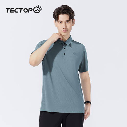 探拓户外夏季新款徒步运动翻领短袖速干衣男士款登山跑步速干T恤 商品图0