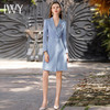 IWY/高端气质蓝色连衣裙西装裙子女春夏新款显瘦主持人上镜职业裙Q1021 商品缩略图0