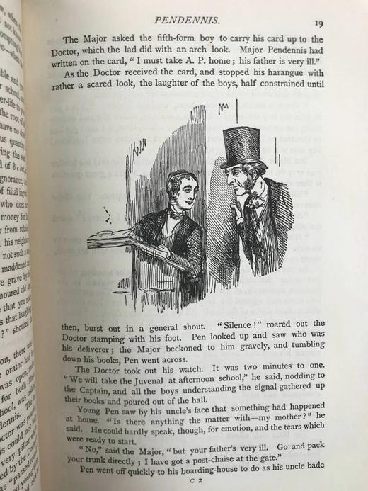 1894年 萨克雷《潘登尼斯》（卷1） 作者亲绘精美插图 真皮精装32开 商品图10