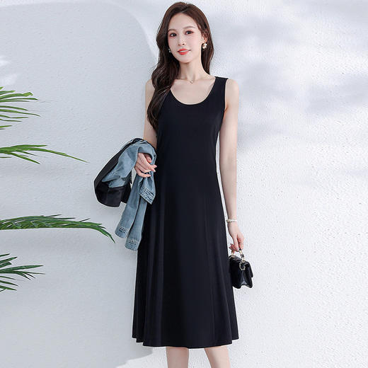 牛仔外套时尚春季新款，中长款黑色打底裙两件套连衣裙QYM-YM-A1808-Y 商品图1