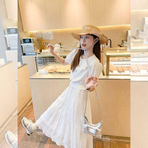 <曾小咸推荐>【海岛日记】白色泡泡袖衬衫+半裙 商品图4