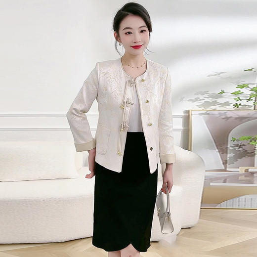 短款印花新中式国风，时尚小香风外套洋气上衣QYM-XQD-11A2433-L 商品图0