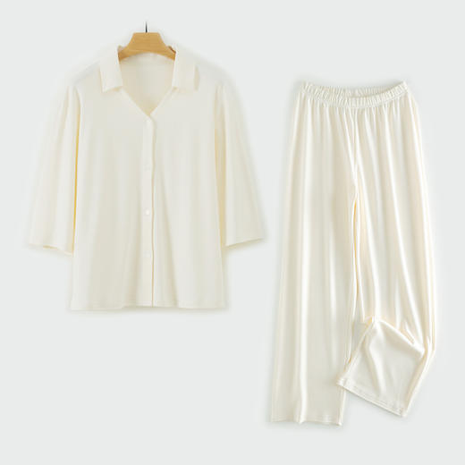【宅家幸福感】米馨悦 舒感棉撞色圆领/翻领开衫家居服套装  50703  50702 翻领/圆领 亲肤舒感棉，透气舒爽细腻；宽松自在，一衣两穿 商品图5