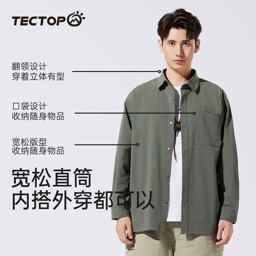 探拓户外男女通款衬衫外套春秋季休闲长袖宽松上衣日系复古高级感 商品图2