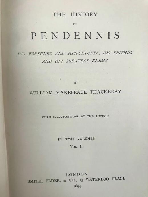 1894年 萨克雷《潘登尼斯》（卷1） 作者亲绘精美插图 真皮精装32开 商品图2