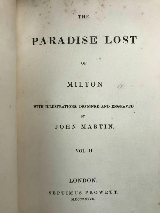 1827年 弥尔顿《失乐园》（卷2） 约翰·马丁8幅版画插图 真皮精装16开 商品图2