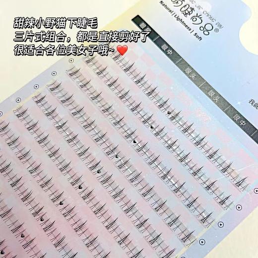 【懒人的福音，甜酷小野猫下睫毛】懒人小野猫分段下睫毛，猫耳透明梗更加自然，三部曲分段式卷翘新手假睫毛QQ 商品图2