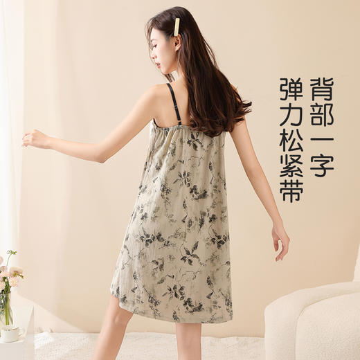 春夏古韵印花带胸垫吊带连衣裙防漏点防走光优雅可外穿吊带睡裙女Y20099复古模杯背心 商品图6