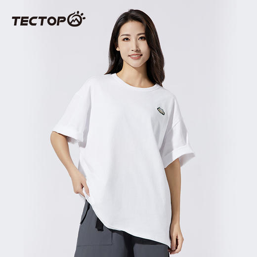 探拓户外纯棉短袖t恤男士宽松潮牌半袖夏季新款纯色上衣简约体恤 商品图0