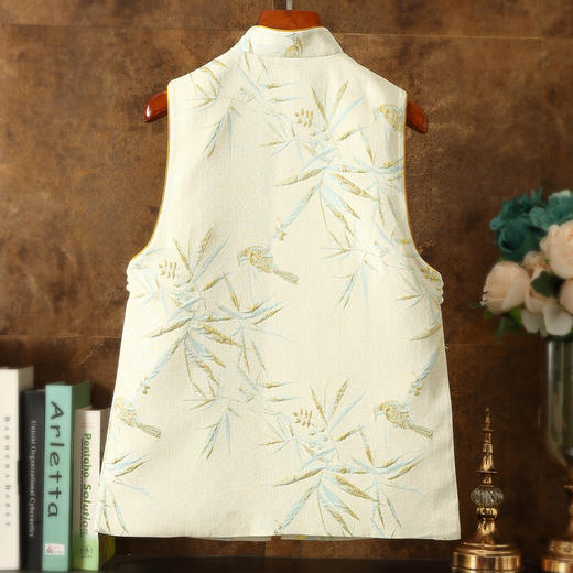 春秋小立领复古直襟唐装马褂织锦提花马甲ZSM230224 商品图1