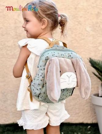 法国moulinroty三只邦尼兔系列灰/ 绿色兔子儿童背包 商品图2