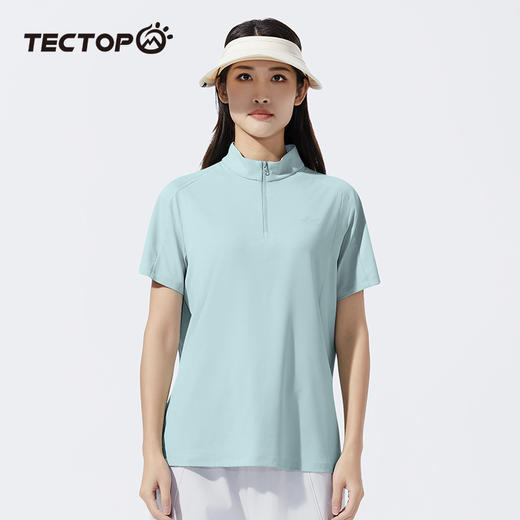 探拓户外女士速干半拉链短袖T恤透气健身跑步运动弹力立领上衣夏 商品图2