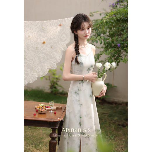 鹿向南 新中式吊带裙夏季收腰裙子L33938 商品图0