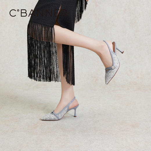 【静音系列】千百度小香风尖头高跟鞋夏季凉鞋A24257792 商品图2