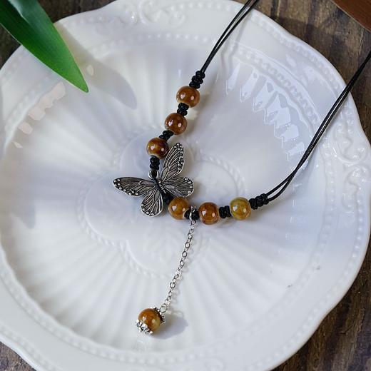 【手作新中式 复古陶瓷蝴蝶项链女】民族风国潮古风锁骨链 抽绳颈链 商品图10