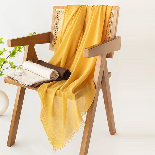 雀说 春棉麻亚麻丝巾围巾女春款纯色毛边纱巾FH24-5559 商品图0