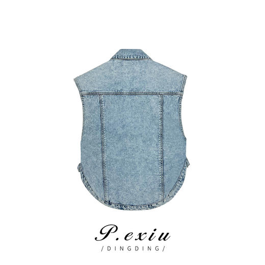 04-6潘依绣丁丁宠粉早秋新款宽松韩版时尚休闲百搭牛仔马甲 D5971 商品图1