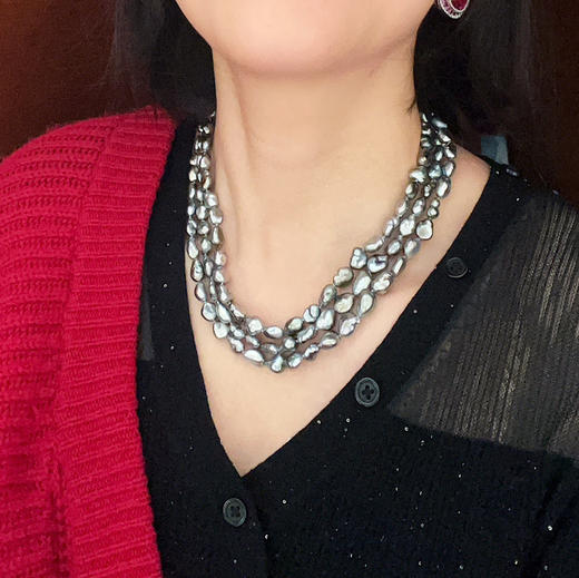 ONLY系列 18K镶钻石和大溪地KESHI珍珠 项链 商品图4