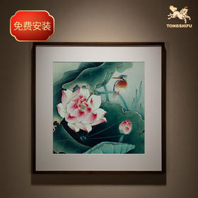 铜师傅 手工錾刻 铜雕画《红荷倚翠》
