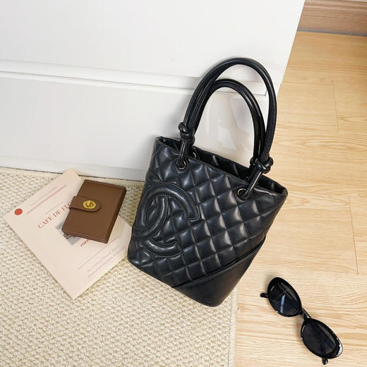 Chanel 康鹏 黑色 羊皮 mini 菜篮子 手提包 商品图2