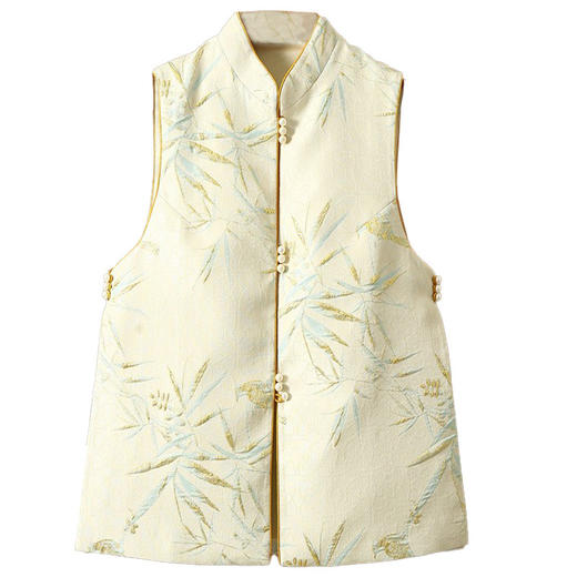 春秋小立领复古直襟唐装马褂织锦提花马甲ZSM230224 商品图4