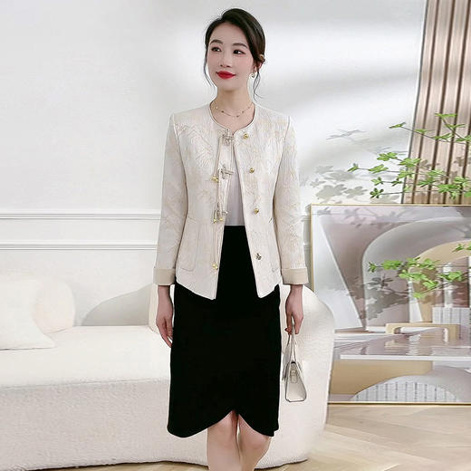 短款印花新中式国风，时尚小香风外套洋气上衣QYM-XQD-11A2433-L 商品图3