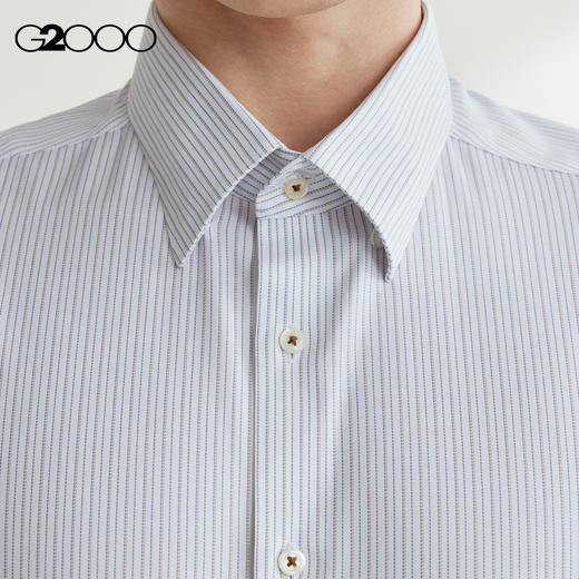 G2000男装SS24商场新款棉质舒适【免烫弹性】防皱条纹长袖衬衫41121392 商品图2