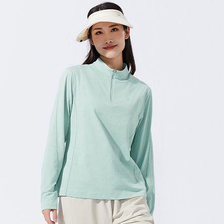 探拓户外男士长袖速干T恤春季新款立领半开衫上衣女士跑步骑行衣 商品图1