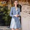IWY/高端气质蓝色连衣裙西装裙子女春夏新款显瘦主持人上镜职业裙Q1021 商品缩略图2