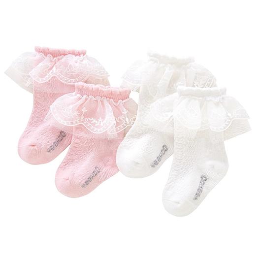 英氏-鞋袜类（常年）G3蕾丝袜（2双装）白粉11-12CM 商品图4