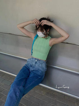 不对称渐变长裤