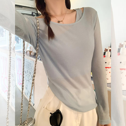 <曾小咸推荐>【贩卖舒适】蓝色假两件防晒衣 商品图3