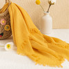 雀说 春棉麻亚麻丝巾围巾女春款纯色毛边纱巾FH24-5559 商品缩略图1
