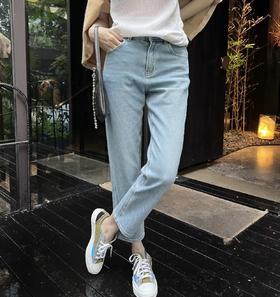 出口订单  BIANCA BALTI高腰九分直筒牛仔裤   X型腿必备