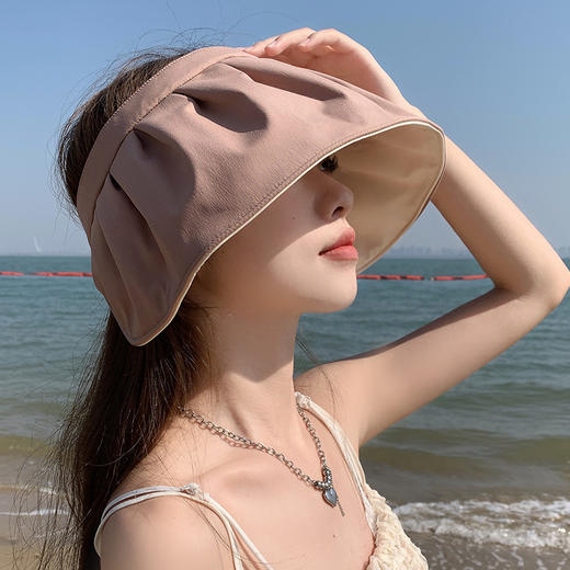 【贝壳空顶防晒帽】夏季户外大帽檐帽子女 防紫外线遮脸遮阳防晒太阳帽 商品图2