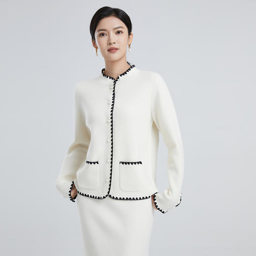 东黎 • 山羊绒女士春秋新中式提花圆领开衫 3834 商品图1