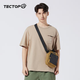 探拓户外春夏男式圆领短袖舒适全棉简约宽松清爽柔软透气纯色百搭